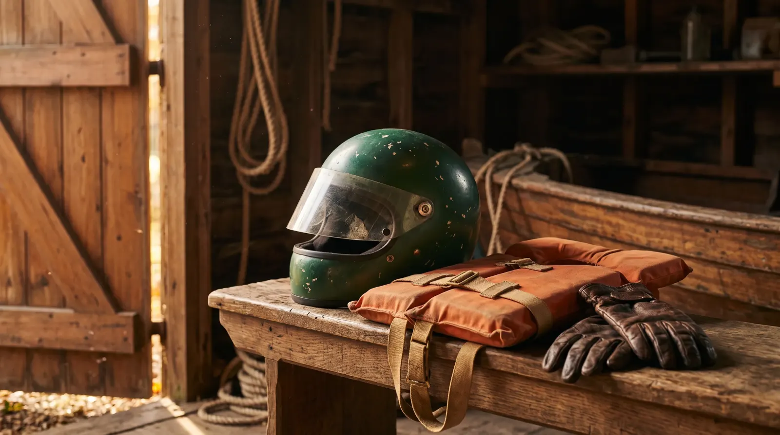1953年から続く全日本選手権の伝統を表すヘルメットとライフジャケットのイメージ