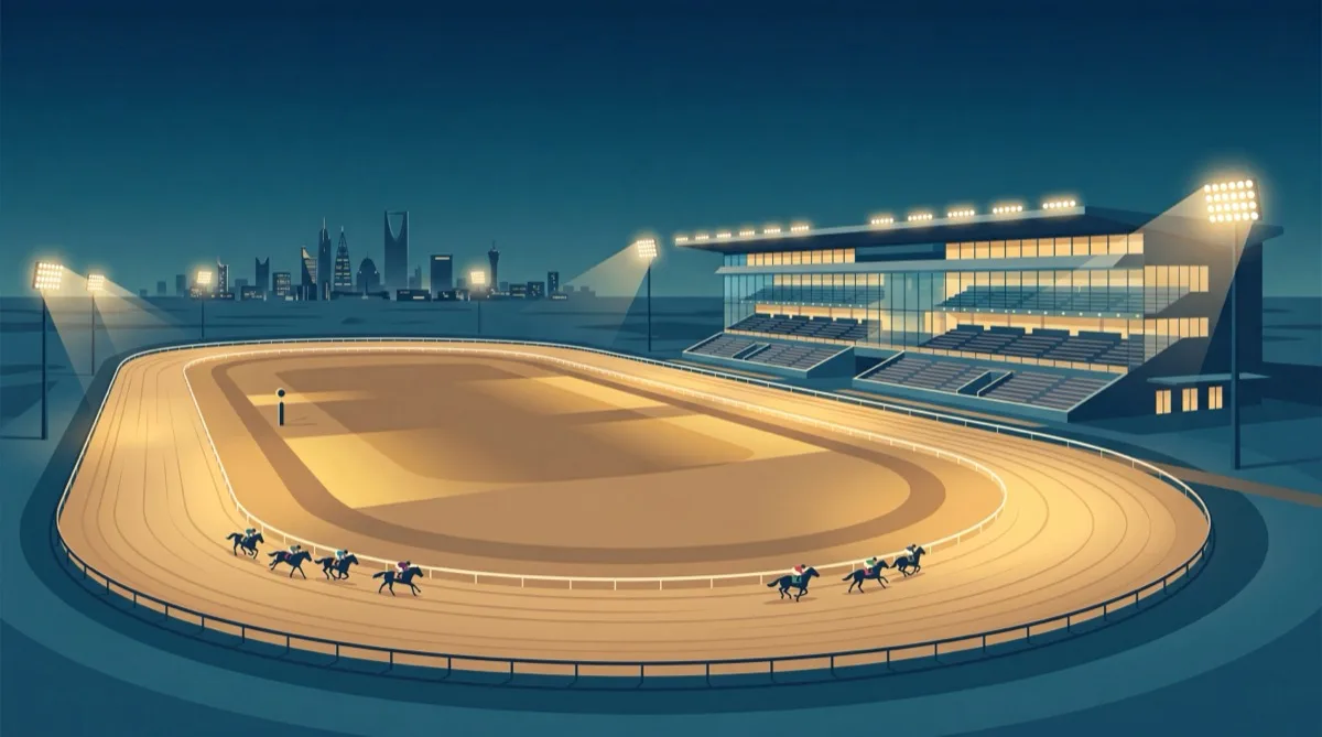 キングアブドゥルアジーズ競馬場（サウジアラビア・リヤド）のナイター・ダートコースのイメージ